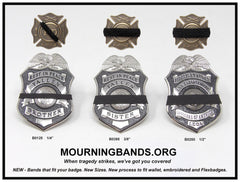 Badgeart's Perfect Fitting ¼ inch to 2" Flat Back Mourning Bands Custom Cut Welded Bands. Badgeart fits your badges and insignia from 1/2" to several inches. Choose these perfect fitting flat back mourning band for wallet, velcro attached embroidered and Flex badges.