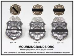 Badgeart's Perfect Fitting ¼ inch to 2" Flat Back Mourning Bands Custom Cut Welded Bands. Badgeart fits your badges and insignia from 1/2" to several inches. Choose these perfect fitting flat back mourning band for wallet, velcro attached embroidered and Flex badges.