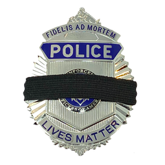 Badgeart Perfect Fit Mourning Bands 1/2" for 30-41 mm Wide Badges - Custom Cut Welded Flat Back on a Fideleis Ad Mortem Police Lives Matter badge