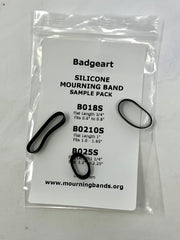 New Product Black 0.18 mm silicone mourning bands sample pack of 3 bands for badges 1/2" to 2.25" inches wide fits badges 1.2 to 2.25 inches offered by badgeart.