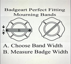 Badgeart's Perfect Fitting ¼ inch to 2" Flat Back Mourning Bands Custom Cut Welded Bands. Badgeart fits your badges and insignia from 1/2" to several inches. Choose these perfect fitting flat back mourning band for wallet, velcro attached embroidered and Flex badges.
