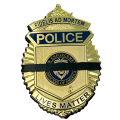 Fidelis ad mortem police lives matter Law enforcement officers of America badge with Custom size Badgeart Black Mourning Bands that fit for Police Firefighters EMS corrections officers troopers agents sample package