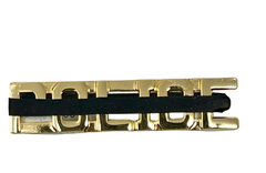 New Product Black silicone mourning band 0.2 inches wide fits badges 1.2 to 2.25 inches offered by badgeart. Band shown on Police collar brass against size graph.