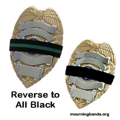 Badgeart thin green line mourning band by badgeart 1/2 inch  reverses to all black