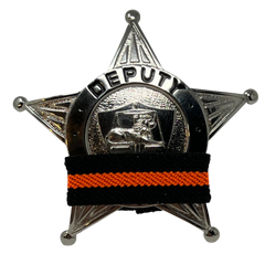 Badgeart Stop Gun Violence Mourning Band on Deputy Sheriffs badge