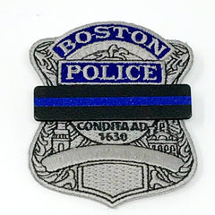 Badgeart Mourning Bands for cloth and embroidered insignia shown on Boston Police cloth badge