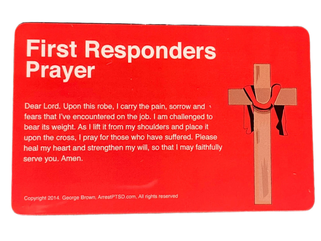 first responders prayer card thin red line firefighter robed cross ptsd prevention