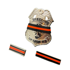 Gun Violence Survivor Commendation Bars for Law Enforcement and badge with thin orange line mourning band