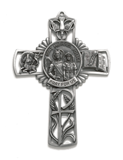 Pewter 5" Cross with Saint Michael Center