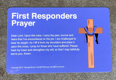 first responders prayer card thin blue line for law enforcement robed cross ptsd prevention police