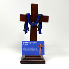 first responders prayer card thin blue line for law enforcement robed cross ptsd prevention police