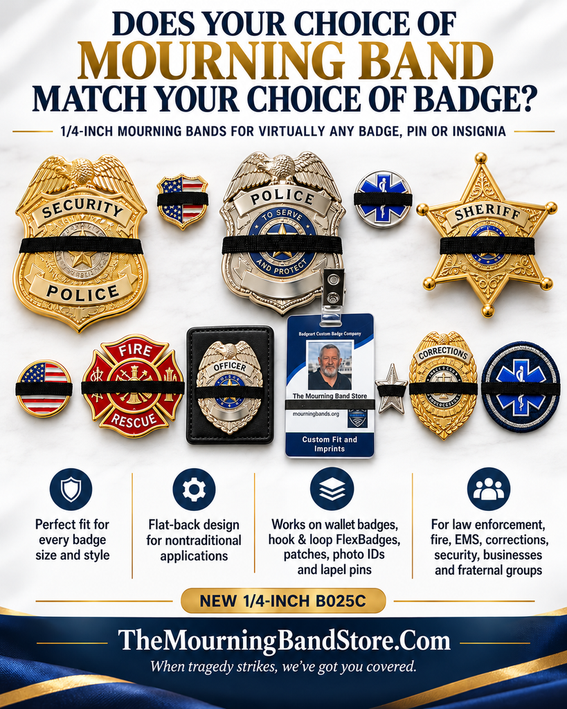 Custom Fit 3/8" Mourning Bands – Made to Fit Your Badge