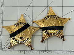 on 2 gold deputy sheriff 5 point badges.