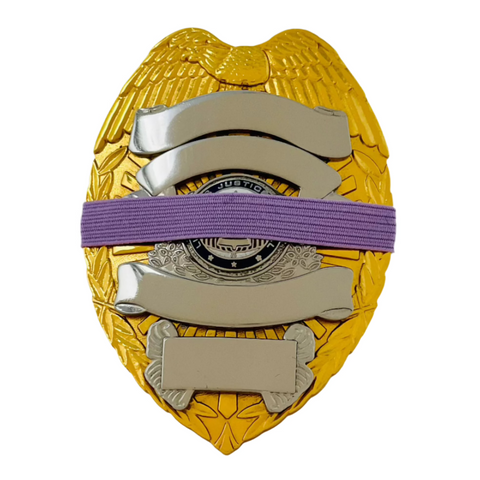 Badgeart occupational firefighter cancer lavender awareness / mourning band. Worn on metal police, fire and EMS badges