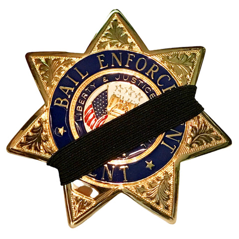Bail Enforcement Officer Badge  with Badgeart Mourning Band Glo-Tone