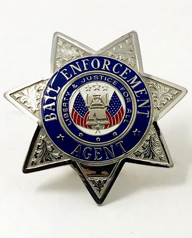 Bail enforcement agent 7 point star sil-tone badge