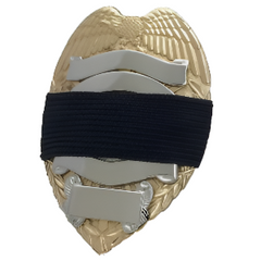 Badgeart Black 1 inch mourning band for metal polce, fire, ems and other badges by Badgeart on gold and silver badge offered by mourningbands.org