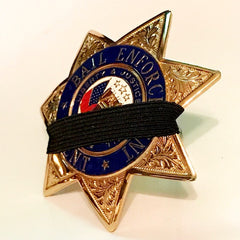 Bail enforcement agent 7 point star sil-tone badge with black Badgeart 1/2 inch mourning band