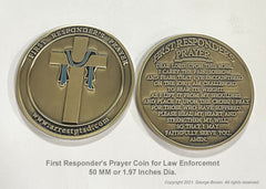 First Responder Prayer Challenge Coin with Thin Blue Line Robed Cross