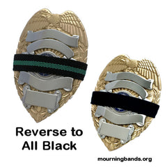 thin green line mourning band by badgeart 1/2 inch  reverses to all black 