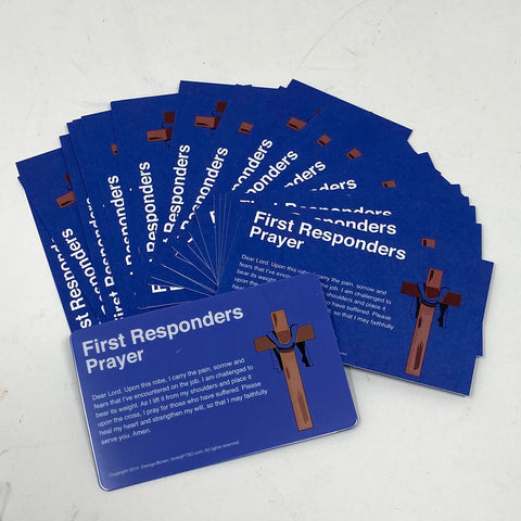 First Responder Thin Blue Line prayer cards for protection of cumulative stress on law enforcement officers. PTSD, wellness police