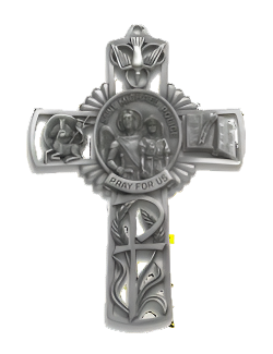 Pewter 5" Cross with Saint Michael Center
