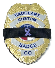 Badgeart Occupational Cancer Awareness Mourning Bandsurning band with lavender ribbon on 1/2 inch black band  on a Badgeart Flexbadge Fl