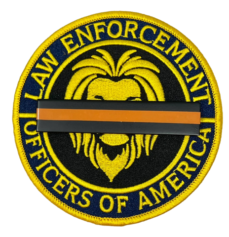 top Gun Violence Wear Orange Awareness / Mourning Bar for covering law enforcement, firefighter, EMS, agents, officers and other uniform patches and badges. 3" x 5/8" Wear Orange for Stop Gun Violence Awareness J288-SGV Black/Orange/Black Metal Mourning Bar with Orange Band that has 2 F9 nails (5/16" long) with clutch back attachments. Best worn over a badge patch that is on a shirt. 