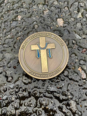First Responder Prayer Challenge Coin with Thin Blue Line Robed Cross