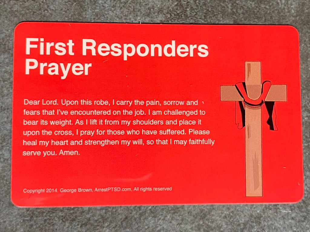First Responder Prayer Card Thin Red Line Robed Cross – Mourning Bands