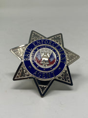 Bail enforcement agent 7 point star sil-tone badge with black 